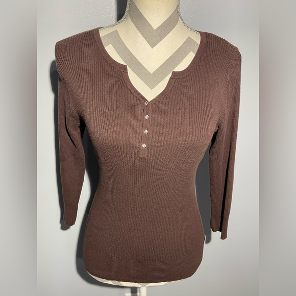 Daisy Fuentes Tops - Daisy Fuentes Chocolate Ribbed Top